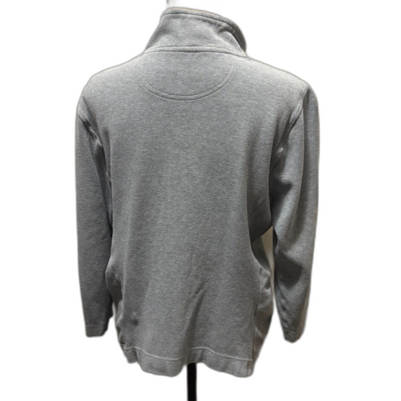 Talbots Quarter Zip Pullover Gray Ribbed Sweatshirt 100% Cotton Size Large - Picture 2 of 3